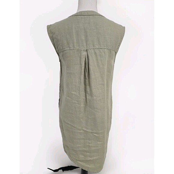 C&C California 100% Linen Dress Pockets Olive Green Women’s Size S - Picture 4 of 8